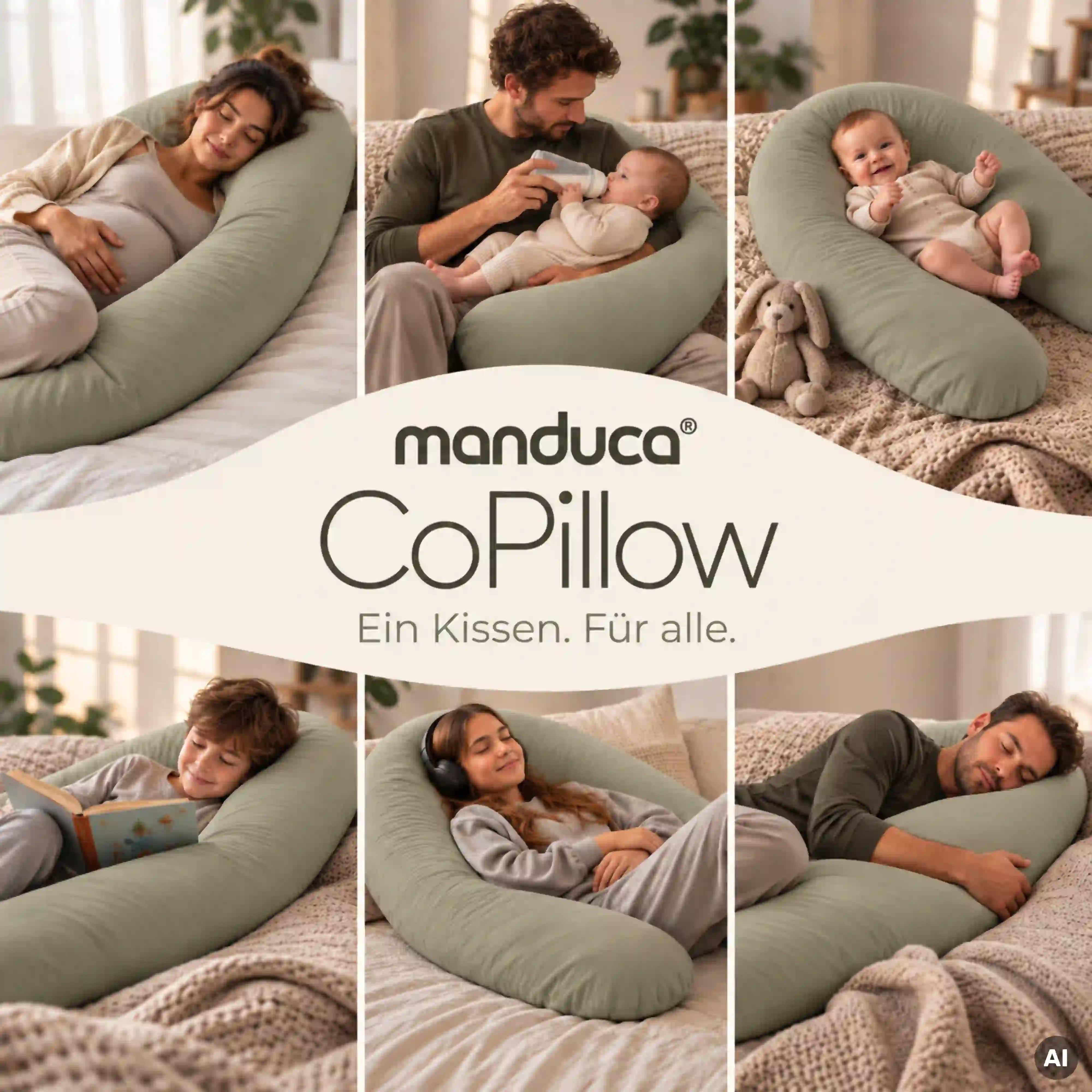 manduca CoPillow Quiet Sage beim Stillen, Kuscheln und Entspannen