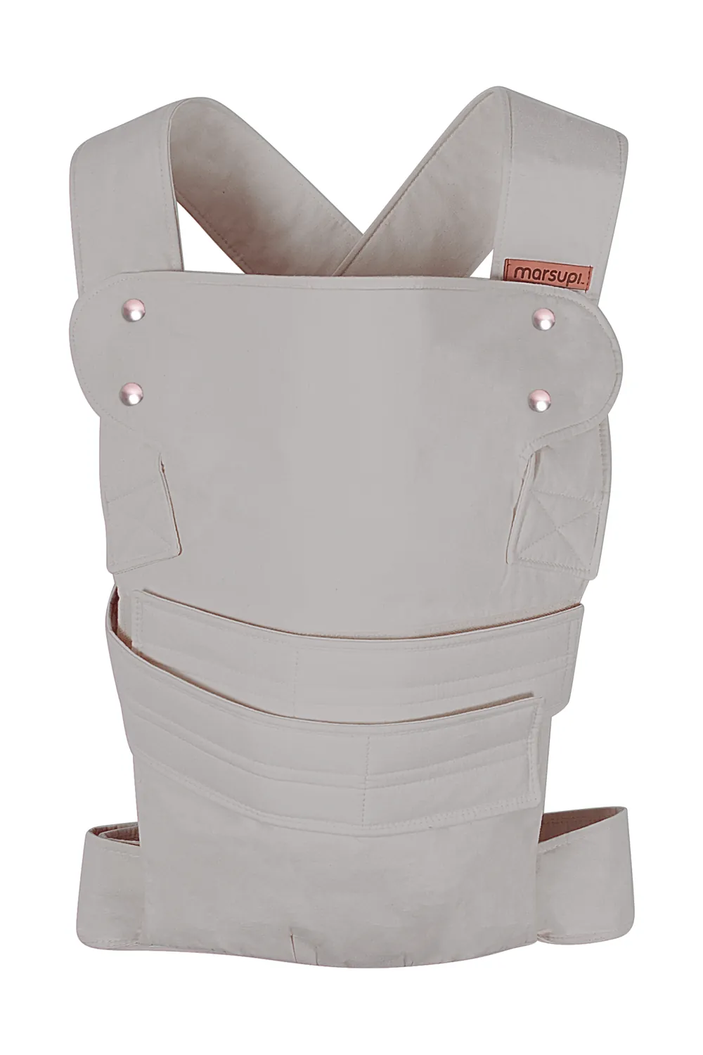 Marsupi Breeze Babytrage in Hellgrau (Light Grey) – Vorderansicht freigestellt